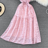 High waist slim A-line lace dress HZ1023