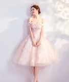 Pink tulle lace short prom dress homecoming dress HZ1023