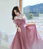 Pink gradient long A line prom dress evening dress HZ1023