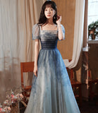 Lovely gradient tulle long prom dress evening dress HZ1023