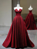 Beautiful Charming Red Fashion Simple Elegant Long Satin Floor Length Ball Gown Evening Gown Prom Dress HZ1023