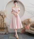 Pink A line short prom dress pink party dress HZ1023