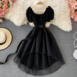 A Line High Low Dress White Fashion Dress Black A Line Dress HZ1023