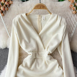 Sexy V Neck Long Sleeve Dress Fashion Dress HZ1023