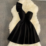 Cute A Line Short Dress One Shoulder Dress HZ1023