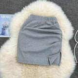Versatile split hip short skirt women's sexy slim A-line skirt HZ1023