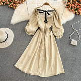 Cute Bow Puff Sleeve Dress HZ1023