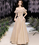 Shiny satin long A line prom dress party dress HZ1023