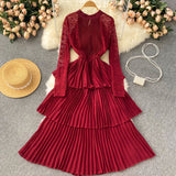 A Line Chiffon Lace Long Sleeve Dress Fashion Dress HZ1023