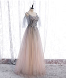 A line tulle lace long prom dress evening dress HZ1023