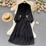 Simple Chiffon Long Sleeve Dress A Line Fashion Dress HZ1023