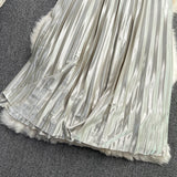 Versatile acetate SATIN HIGH WAIST slim pleated skirt HZ1023