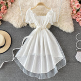 A Line High Low Dress White Fashion Dress Black A Line Dress HZ1023