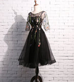 Cute lace short prom dress black homecoming dress HZ1023