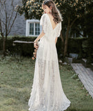 White lace high low prom dress evening dress HZ1023
