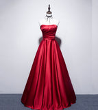 Simple satin long prom dress A line evening dress HZ1023