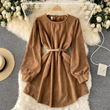 Simple Corduroy Long Sleeve Dress Fashion Dress HZ1023