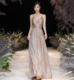 Shiny v neck sequins long prom dress evening dress HZ1023