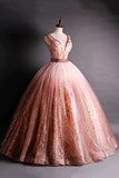 A line tulle sequins long ball gown dress formal dress HZ1023