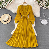 Elegant V Neck Long Sleeve Dress A Line Fashion Dress HZ1023