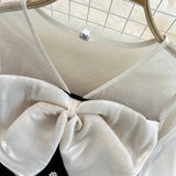 Cute V-Neck Bow Long Sleeve Dress Black Fashion Dress HZ1023