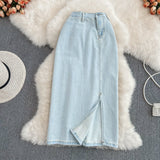 New style split mid length high waist A-shaped slim wrap hip skirt HZ1023