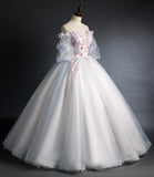 Cute tulle applique long prom gown A line evening gown HZ1023