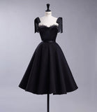 Black A line short prom dress A line homecoming dress HZ1023