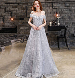 Elegant tulle long A line prom dress evening gown HZ1023