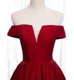 Burgundy satin short prom dress party dress HZ1023