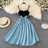 Cute A Line Short Dress Blue Fashion Dress HZ1023