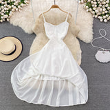 White Chiffon A Line Short Dress Fashion Dress HZ1023