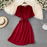 Simple V Neck Short Dress Fashion Dress HZ1023