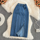 New style split mid length high waist A-shaped slim wrap hip skirt HZ1023