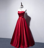 Simple satin long prom dress A line evening dress HZ1023