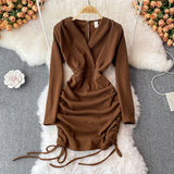 Sexy V Neck Long Sleeve Dress Fashion Dress HZ1023