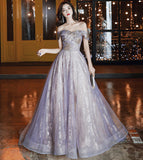 Shiny tulle sequins long prom dress evening dress HZ1023