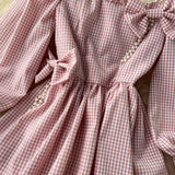 Cute Plaid Long Sleeve Dress Fashion Dress HZ1023