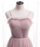 Pink tulle long prom dress simple evening dress HZ1023