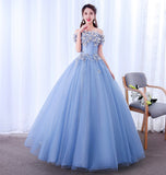 A line tulle applique long prom dress evening dress HZ1023