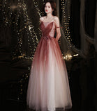Stylish tulle long A line prom dress evening dress HZ1023