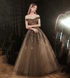 Shiny sequins long prom dress A line evening dress HZ1023