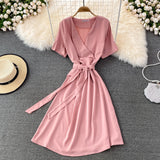 Simple V Neck Short Dress Fashion Dress HZ1023