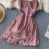 Cute Velvet Short A Line Dress Fashion Dress HZ1023