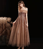 Shiny tulle sequins tea length prom dress evening dress HZ1023