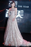 Shiny sequins long ball gown dress formal dress HZ1023