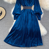 Elegant Velvet Long Sleeve Dress Fashion Dress HZ1023