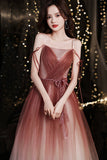Stylish tulle long A line prom dress evening dress HZ1023