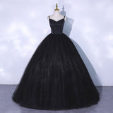 Black v neck tulle long ball gown dress formal dress HZ1023