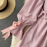 Cute Plaid Long Sleeve Dress Fashion Dress HZ1023